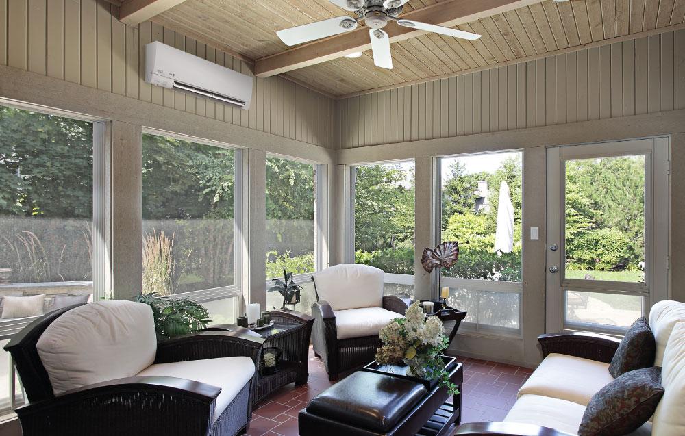 Ductless Air Conditioner in Sunroom